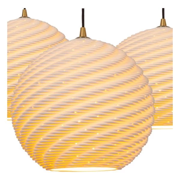 Lucide BINA - Hanglamp - Ø 40 cm - 3xE27 - Wit - detail 1